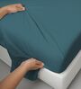 Peacock Blue Solid 400 TC Cotton Super King Sized Bedsheet with 4 Pillow Covers