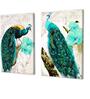 Peacock Multicolour Synthetic Wood (Set of 2) Art Panelss