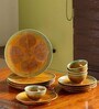 Peacock Boulevard 12 Pcs Brown & Green Ceramic Dinnerware Set