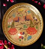 Peacock Designer Golden Brass Pooja Thali