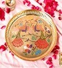 Peacock Designer Golden Brass Pooja Thali Set of 2