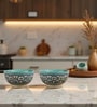 Peacock Feather Ceramic Bowl Set of 2(470ml Each)