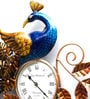Blue Iron Peacock Feather Traditional Wall Clock