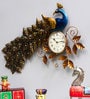 Blue Iron Peacock Feather Traditional Wall Clock