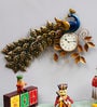 Blue Iron Peacock Feather Traditional Wall Clock