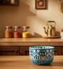 Peacock Feather Motif Ceramic Bowl Set of 3(300ml Each)