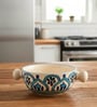 Peacock Feather Motif Ceramic Bowl Set of2(300ml Each)