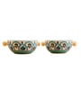 Peacock Feather Motif Ceramic Bowl Set of2(300ml Each)