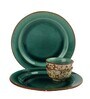 Peacock 4 Pcs Green Ceramic Dinnerware Set
