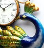 Green Iron Peacock Traditional Wall Clock