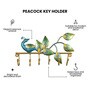Blue Metal Handpainted Peacock Key Holder