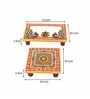 Peacock Motif Multicolour Marble (Set of 2) Pooja Chowkie