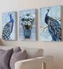 Peacock Blue Engineered Wood (Set of 3) Art Prints