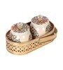 Peacock Print Jars WIth basket Set of 2