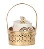 Peacock Print Jars WIth basket Set of 2