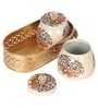 Peacock Print Jars WIth basket Set of 2