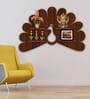 Peacock Shape Walnut Wood Wall Shelf