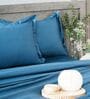 Blue 400TC 100% Cotton Solid Flat Super King Bedsheet With 2 Pillow Covers