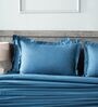 Blue 400TC 100% Cotton Solid Flat Super King Bedsheet With 2 Pillow Covers