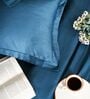 Blue 400TC 100% Cotton Solid Flat Super King Bedsheet With 2 Pillow Covers