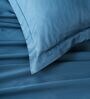 Blue 400TC 100% Cotton Solid Flat Super King Bedsheet With 2 Pillow Covers