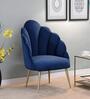 Tavira Velvet Full Back Lounge Chair In Blue Colour On Golden Base