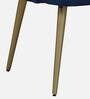 Tavira Velvet Full Back Lounge Chair In Blue Colour On Golden Base