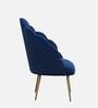 Tavira Velvet Full Back Lounge Chair In Blue Colour On Golden Base