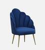 Tavira Velvet Full Back Lounge Chair In Blue Colour On Golden Base