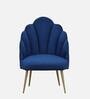 Tavira Velvet Full Back Lounge Chair In Blue Colour On Golden Base