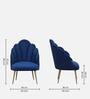 Tavira Velvet Full Back Lounge Chair In Blue Colour On Golden Base