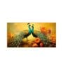 Peacocks With Flower Background Glass Finish Horizontal Wall Art