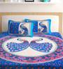 Turquoise and Green Cotton King Bedsheet with 2 pillow cover