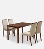 Pearl Solid Wood 4 Seater Dining Set in Cappucino Finish