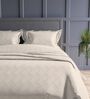 Pearl Geometric 300TC Cotton Super King Sized Double Bedsheet with 2 piping Pillow Covers