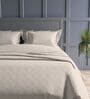 Pearl Geometric 300TC Cotton Super King Sized Double Bedsheet with 2 piping Pillow Covers