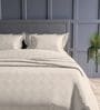 Pearl Geometric 300TC Cotton Super King Sized Double Bedsheet with 2 piping Pillow Covers