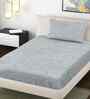 Pearl Grey Ethnic 300 TC Cotton Blend Embossed Single Bedsheet with 1 Pillow Cover