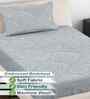 Pearl Grey Ethnic 300 TC Cotton Blend Embossed Single Bedsheet with 1 Pillow Cover