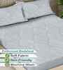 Pearl Grey Ethnic 300 TC Cotton Blend King Size Fitted Embossed Double Bedsheet with 2 Pillow Covers