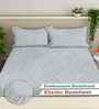 Pearl Grey Ethnic 300 TC Cotton Blend King Size Fitted Embossed Double Bedsheet with 2 Pillow Covers