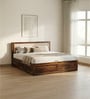 Pearl Sheesham Wood Upholstered Queen Size Bed With Hydraulic Storage