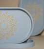 Grey Premium MDF Oval Tray Medium with Mandala Art