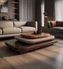 Pebble Rotating 3-Tier Centre Table In Dark-Walnut Finish