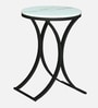 Pedrio White Porcelain Top End Table With Black Finish