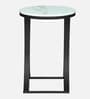 Pedrio White Porcelain Top End Table With Black Finish