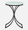 Pedrio White Porcelain Top End Table With Black Finish