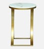 Pedrio White Porcelain Top End Table With Gold Finish
