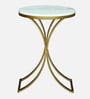 Pedrio White Porcelain Top End Table With Gold Finish