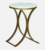 Pedrio White Porcelain Top End Table With Gold Finish